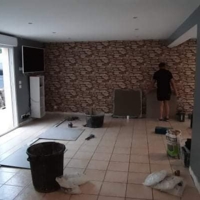 Pose d'un carrelage 90x90 sur un ancien carrelage - Avant