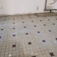 Réalisation d'une maison en placo et du carrelage avec une incrustation de carreaux de ciment dans du carrelage imitation parquet